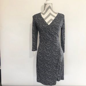 Express Dotted Patterned Ruched Midi Work Dress